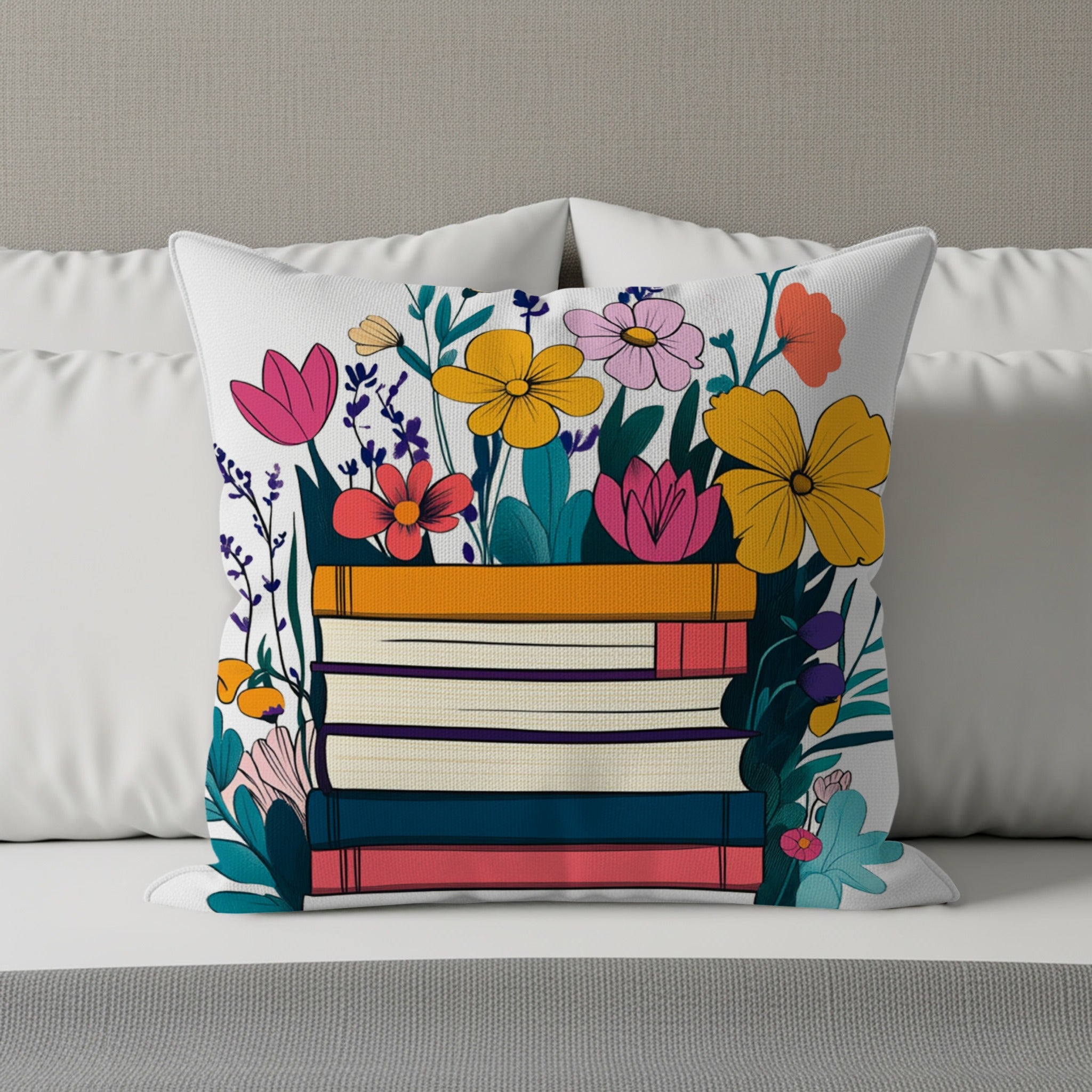 Floral Stack of Books Decorative Pillow product type