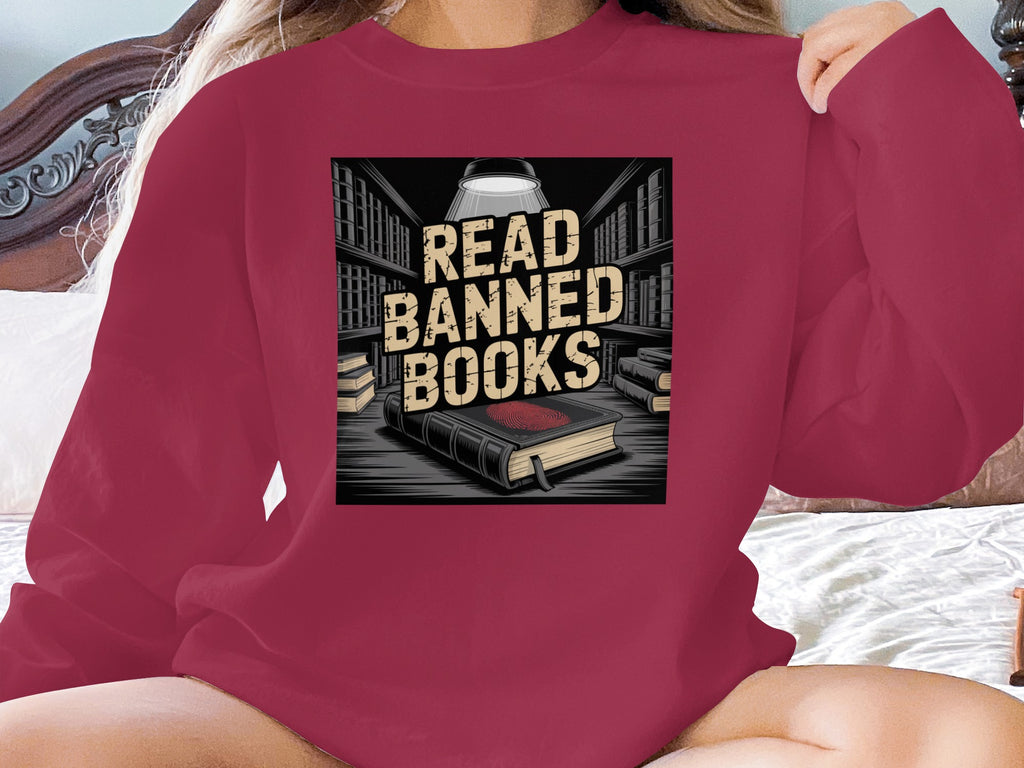 Read Banned Books Design on Cozy Sweatshirt product