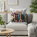 Floral and Books Design Cushion Cover product