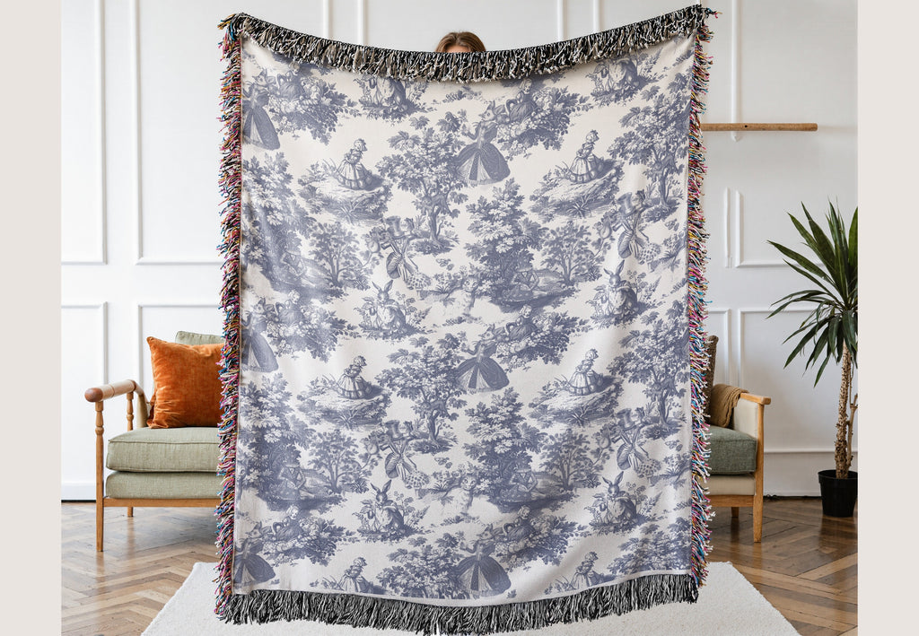 Alice in Wonderland Woven Blanket, Bookish Toile Throw